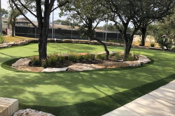 Edmonton residential backyard putting green grass